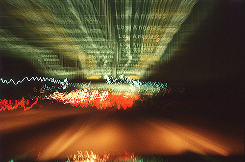 Freeway lights blurred